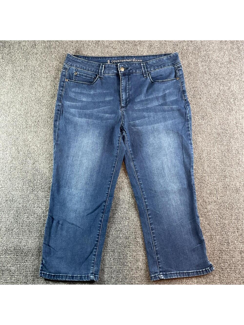 WOMENS COUNTERPARTS Dark BLUE DENIM CAPRIS Stretch SIZE 12